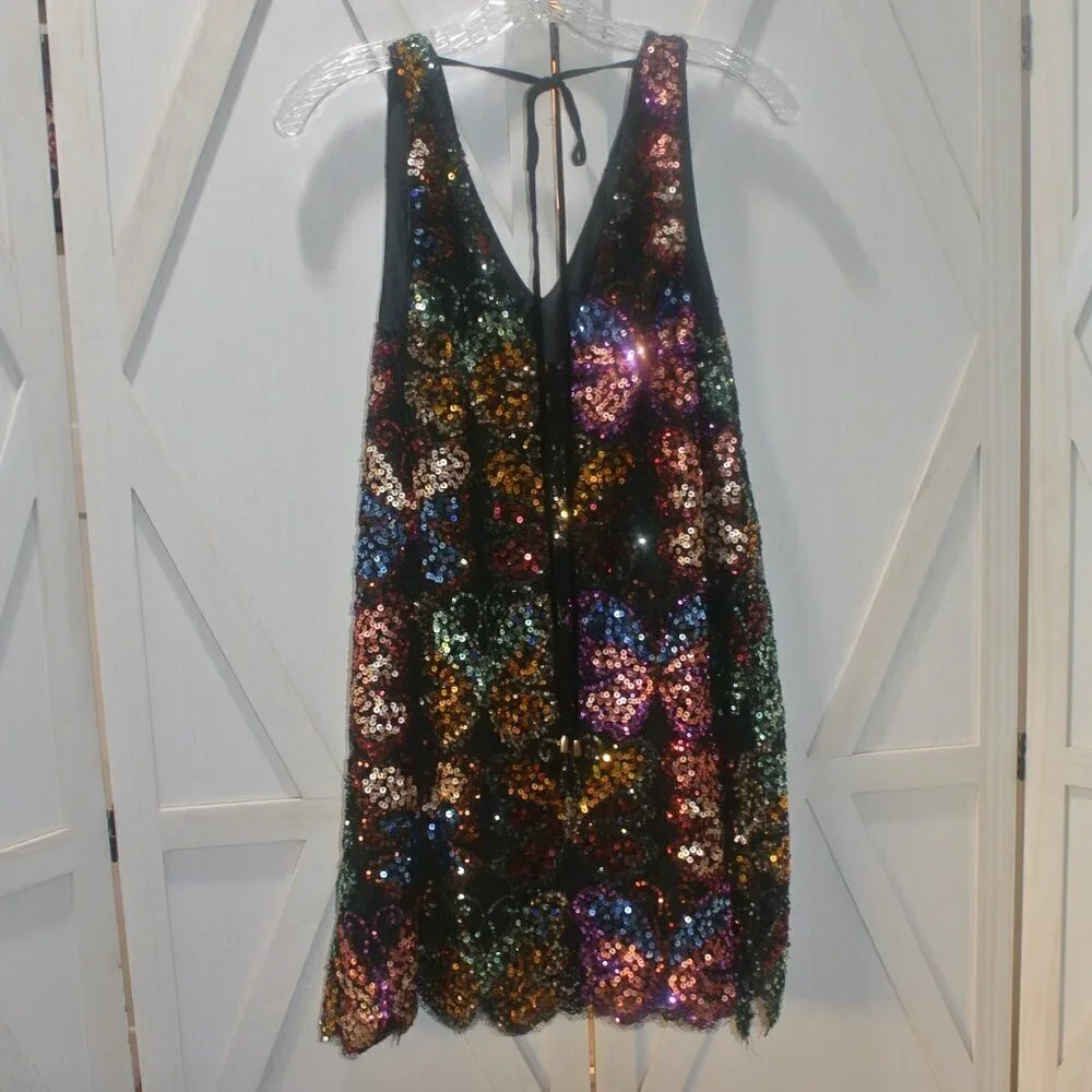 Free People Fly Me Away Sequin Mini Dress